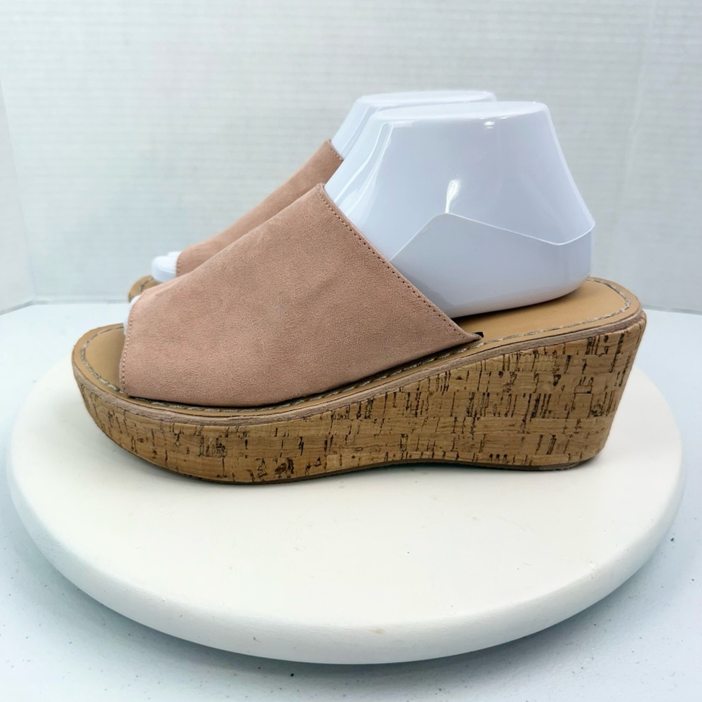 Madden Girl Lolitta Women's Pink Suede‎ Slip On Cork Wedge Sandals Size 8.5